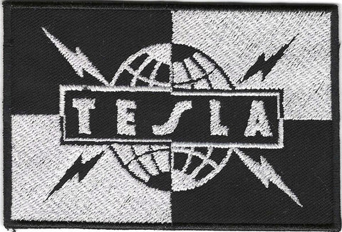 Tesla | Aufgenähtes schwarz-weißes Logo