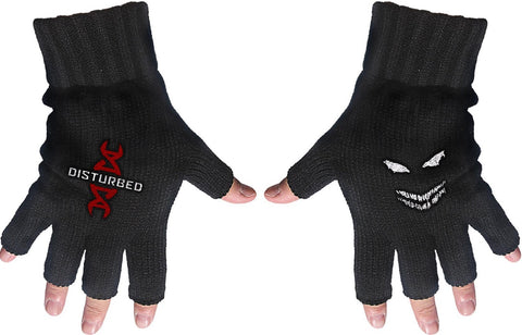Disturbed | Fingerless Gloves White Logo Reddna